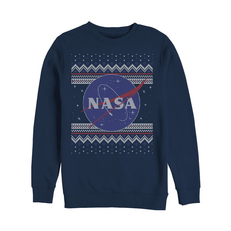 Men's NASA Ugly Christmas Logo Print Sweatshirt, 1 of 4