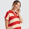 Knit & Lounge Women’s Striped Sleeveless Collared Knit Top Textured Wavy Pattern Split Neckline Soft Rib Hem Relaxed Fit Lightweight - 3 of 4