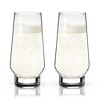 Viski Weighted Stemless Champagne Flutes Glass with Footed Base - Modern Crystal Flute Glasses - 9.5 Oz Set of 2, Clear - 4 of 4