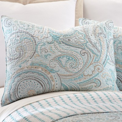 Regal Paisley Red and Tan Reversible Cotton King Quilt Set