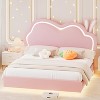 LED Bed Frame for Girl Floating Upholstered Bed with Cute Cloud Headboard - 2 of 4