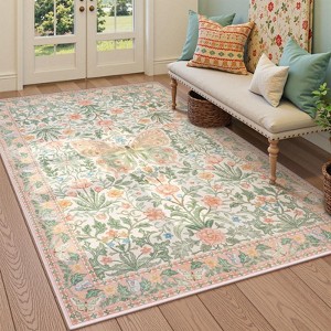 Lahome GST Morris Butterfly Full Coverage Short Pile Velvet Rectangular Indoor Area Rug - 1 of 4