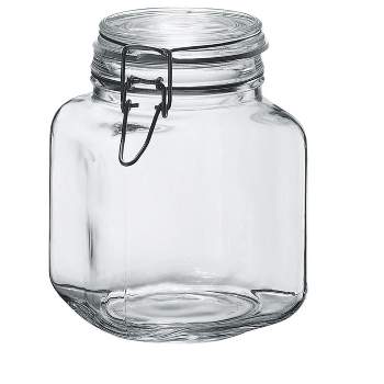 Amici Home Glass Hermetic Preserving Canning Jar Italian Made, Food Storage Jars with Airtight Clamp Seal Lids, Kitchen Canisters