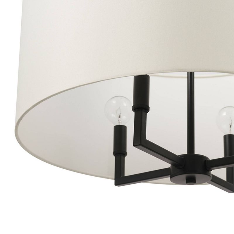 4-Light Matte Black Chandelier with Beige Fabric Shade - Globe Electric, 6 of 8