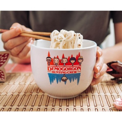 White Ceramic Stranger Things Ramen Bowl Set with Chopsticks