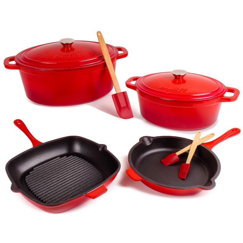 BergHOFF Neo 9Pc Cast Iron Cookware Set, Red, 1 of 16