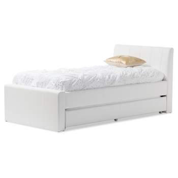 Twin Cosmo Modern And Contemporary Faux Leather Trundle Bed White - Baxton Studio