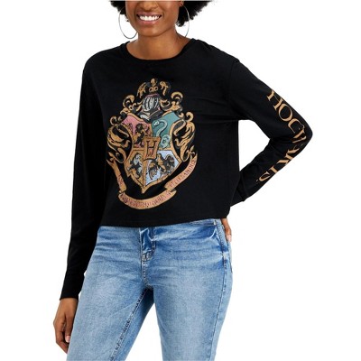Hybrid Womens Harry Potter House Emblems Graphic T-Shirt, black, XL