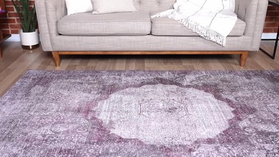 Modern Elegance 5' Square Overdyed Blue Chenille Area Rug