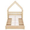 NicBex Queen Platform Bed Modern Wooden Bed Frame with House Shape Guardrail and 2 Drawers for Bedroom, Guest Room, No Box Spring Required, Natural - 3 of 4