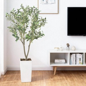 Faux Olive Tree 5Ft, Fake Black Olive Tree with Pot, Indoor Tall Artificial Plants Potted for Indoor Living Room Home Office Entryway Outdoor - 1 of 4