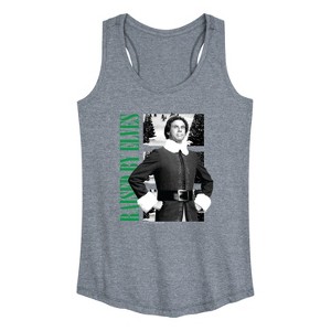 Women's - ELF - Christmas Raised By Elves Graphic Racerback Tank - 1 of 4