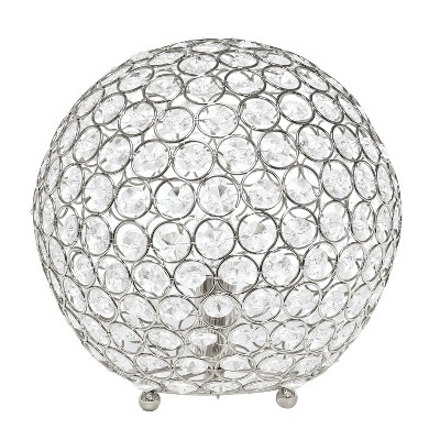 Photo 1 of 10 Inch Crystal Ball Sequin Table Lamp, Chrome