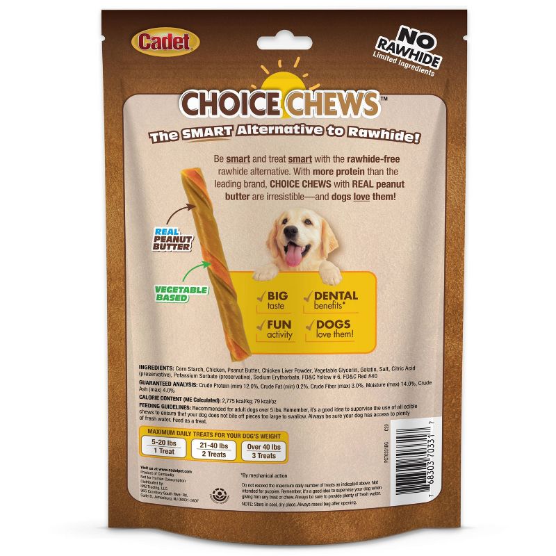 Cadet Choice Chews Peanut Butter Twists Dog Treats - 15ct, 3 of 8