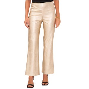 Vince Camuto Womens Pull On Metallic Faux Leather Flare Casual Trouser Pants - 1 of 1