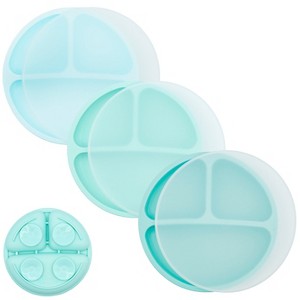 WeeSprout Suction Plates for Babies & Toddlers | 100% Silicone | Plates Stay Put with Suction Feature | Divided Design | 3 Pack - 1 of 4