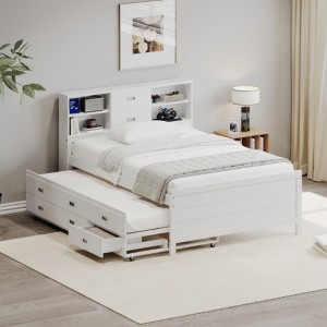 A Captain's Bed With A Drawer - Type Bed And Three Storage Drawers, Suitable For The Dormitory Bedrooms Of Children And Teenagers. - 1 of 3