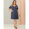 Agnes Orinda Women's Plus Size Pajamas Knit Lace Trim Polka Dots Short Sleeve Nightgowns - 2 of 4
