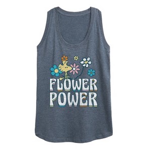 Women's - Peanuts - Flower Power Graphic Racerback Tank - 1 of 4