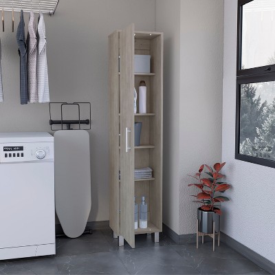 White Tall Freestanding Storage Cabinet with Adjustable Shelving