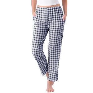 Womens Plaid Pajama Bottoms Elastic Waist with Pockets Long Sleepwear Lounge Pants - 1 of 4