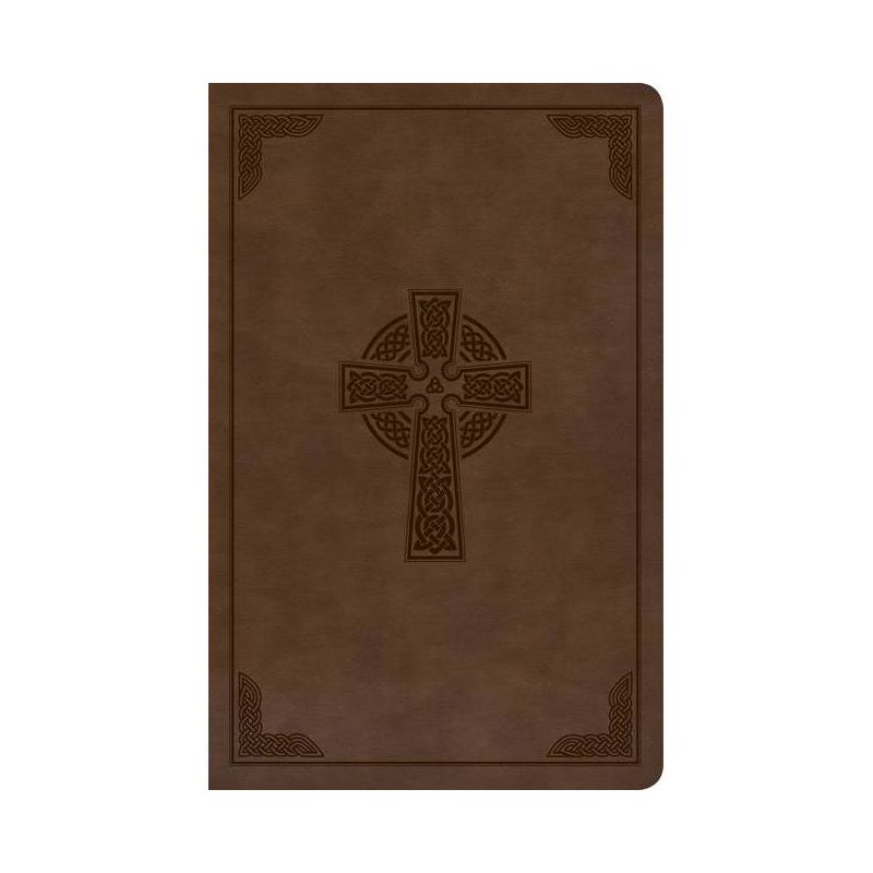KJV Large Print Personal Size Reference Bible, Brown Celtic Cross Leathertouch - by  Holman Bible Publishers (Leather Bound), 1 of 2