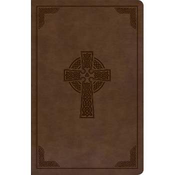 KJV Large Print Personal Size Reference Bible, Brown Celtic Cross Leathertouch - by  Holman Bible Publishers (Leather Bound)