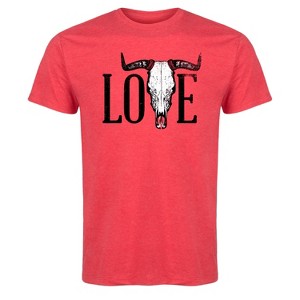 Men's - Country Casuals - Love With Cow Skull Short Sleeve Graphic T-Shirt - 1 of 4