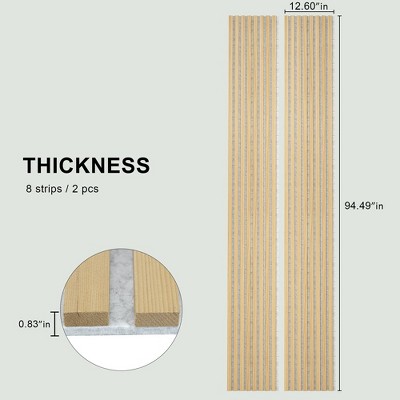 Natural Oak and Grey Felt Acoustic Wood Wall Panels, 2-Pack