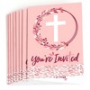 Big Dot of Happiness Pink Elegant Cross - Fill In Girl Religious Party Invitations (8 count) - 2 of 4