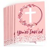 Big Dot of Happiness Pink Elegant Cross - Fill In Girl Religious Party Invitations (8 count) - image 2 of 4