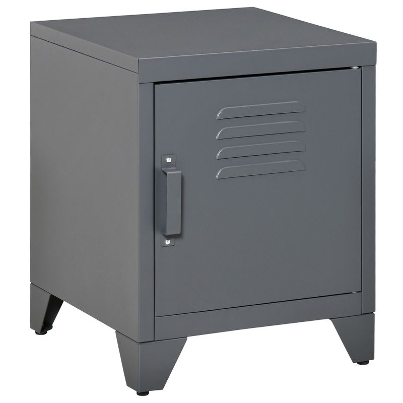 HOMCOM Industrial End Table, Living Room Side Table with Locker-Style Door and Adjustable Shelf, 1 of 7