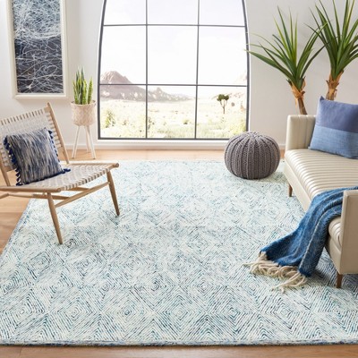 Elegant Capri Blue Hand-Tufted Wool & Viscose 9' x 12' Area Rug