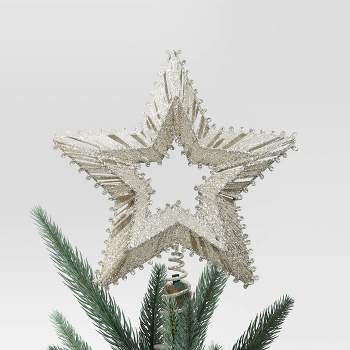 12" Metal Star with Glittered String Christmas Tree Topper Silver - Wondershop™