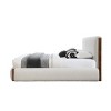 88.98" Queen Bed Sandro Bed White Boucle & Walnut Finish - Acme Furniture: Linen Upholstery, Chrome Frame, No Tools Assembly - 3 of 4