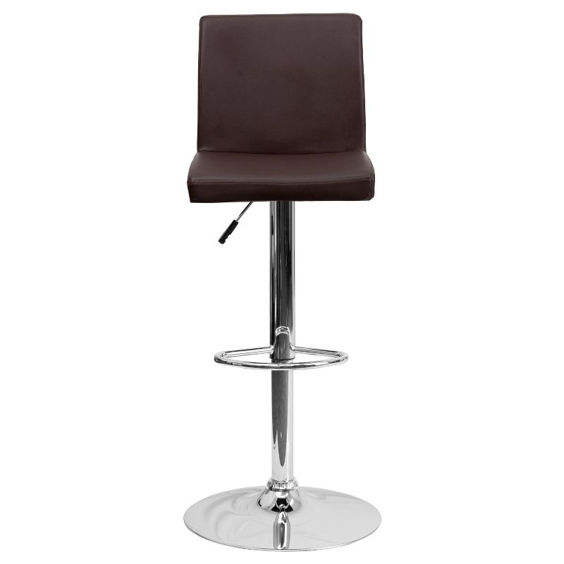 Emma and Oliver 2 Pack Contemporary Vinyl Adjustable Height Barstool with Panel Back and Chrome Base, 5 of 7