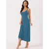cheibear Women's Sleeveless Racer Back Full Slip Camisole Midi Nightgowns - 3 of 4