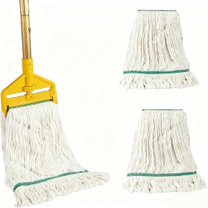 JANSNO 60" Long Handle Heavy Duty Wet Cotton Mop with 2 Extra Replacement Heads - 1 of 4