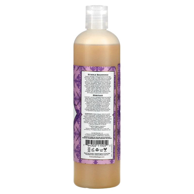 Nubian Heritage Body Wash, Lavender & Wildflowers, 13 fl oz (384 ml), 2 of 3