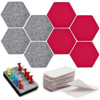Juvale 8 Felt Hexagon Bulletin Boards, 10 Push Pins, 20 Adhesives, for Home Decor (5.9 x 7 in)
