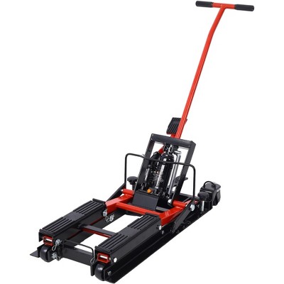 Hydraulic Motorcycle Lift Jack Foot-Operated Motorcycle Lift Table With 4 Wheels 1500 LBS Capacity 4.5" - 15"(0.38-1.25ft) Lifting Range