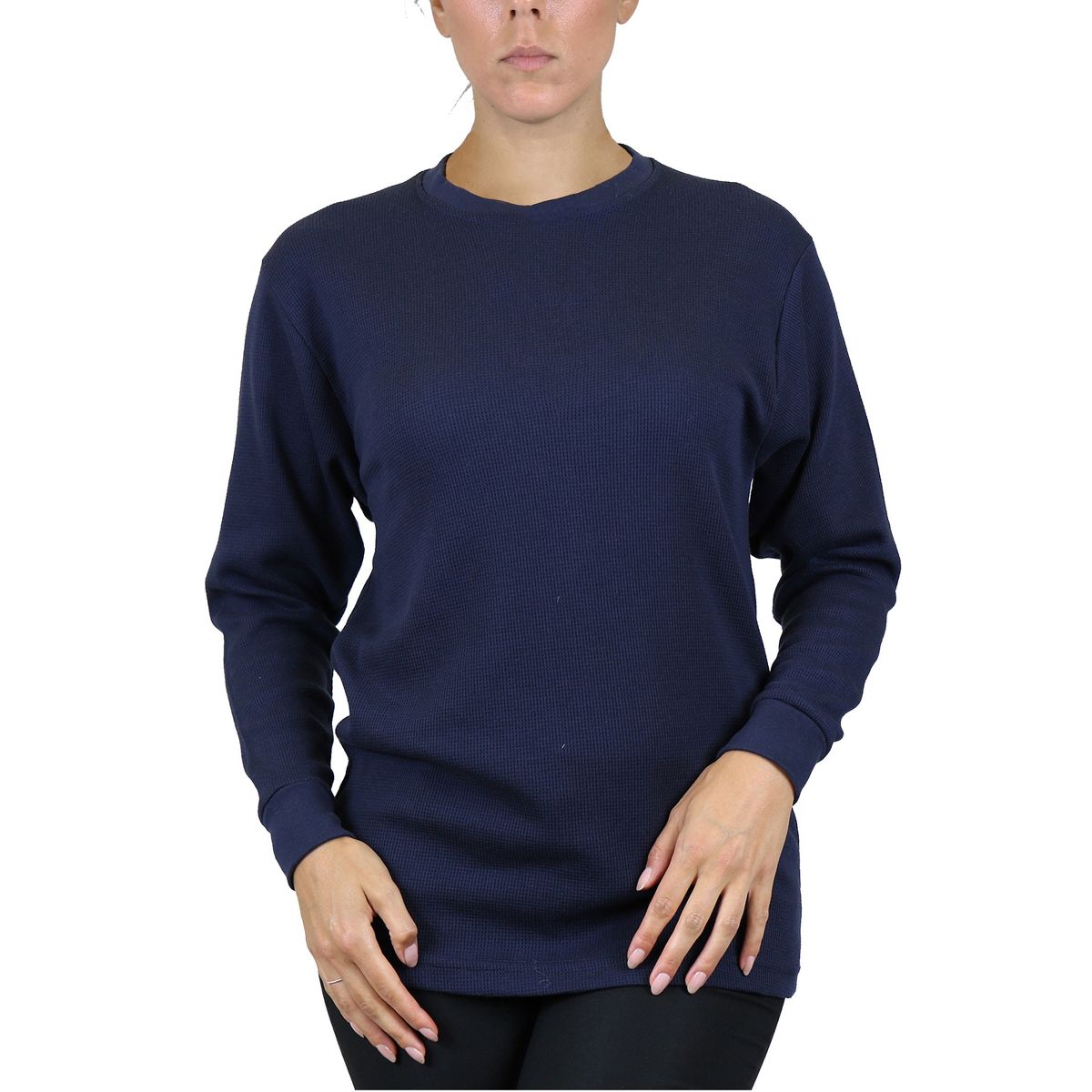 Galaxy By Harvic Women's Loose Fit Waffle Knit Thermal Shirt - thumbnail 7