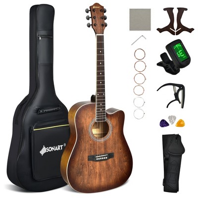 Costway 41'' Full Size Dreadnought Cutaway Acoustic Guitar Kit Beginner Guitarra