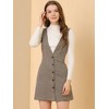 Allegra K Women's V Neck Gingham Check Pinafore Overalls Suspenders Plaid Print Dress - 3 of 4
