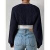 Womens Winter Sweater Shrugs Thick Sweater Knit Bolero Long Sleeve Open Front Cropped Sweater Knit Jackets,Dark Blue - M - 3 of 4