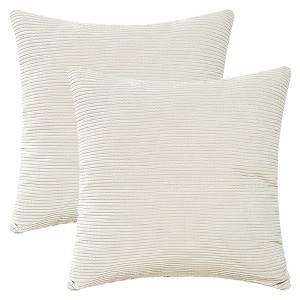 REGALWOVEN Corduroy Classical Modern Soft Solid Pillow Covers for Couch Sofa Home Bedroom 18 x 18 Inch 2 Pcs - 1 of 4
