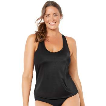 Swimsuits for All Women's Plus Size Chlorine Resistant Racerback Tankini Top