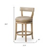 HomeRoots 26" Beige and Natural Faux Leather and Solid Wood Low Back Counter Height Swivel Bar Chair - 3 of 4