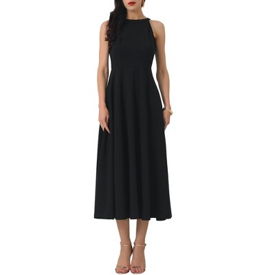INSPIRE CHIC Women's Cocktail Halter Neck Sleeveless A-Line Midi Dresses