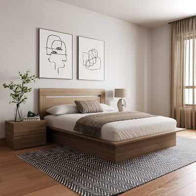 Malibu 4-Piece Brown Oak Platform Bedroom Set